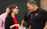 Rutgers University Athletic Director Keli Zinn and Head Football Coach Greg Schiano