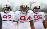 Alabama DL Jeremiah Beaman, Edric Hill and Tim Keenan