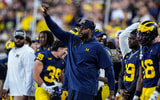 Michigan head coach Sherrone Moore reacts to a play against New Mexico during the first half at Michigan Stadium in Ann Arbor on Saturday, August 30, 2025. © Junfu Han / USA TODAY NETWORK via Imagn Images