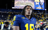Michigan Wolverines football quarterback Bryce Underwood threw his first touchdown pass in college versus New Mexico. (Photo by Junfu Han / USA TODAY NETWORK via Imagn Images)