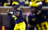 Aug 30, 2025; Ann Arbor, Michigan, USA; Michigan Wolverines quarterback Bryce Underwood (19) passes in the second half against the New Mexico Lobos at Michigan Stadium. Mandatory Credit: Rick Osentoski-Imagn Images