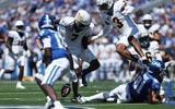 Willie Rodriguez fumbles for Kentucky (Photo via Dr. Michael Huang, Kentucky Sports Radio)