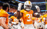 Brianna Paciorka/News Sentinel / USA TODAY NETWORK via Imagn Images | Tennessee defensive lineman Caleb Herring (31) dances in celebration after the Aflac Kickoff Game between the Volunteers and Syracuse held at Mercedes-Benz Stadium in Atlanta, Ga., on August 30, 2025.