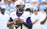 Sep 21, 2024; Chapel Hill, North Carolina, USA; James Madison Dukes quarterback Alonza Barnett III (14) looks to pass in the second quarter at Kenan Memorial Stadium. Mandatory Credit: Bob Donnan-Imagn Images