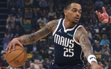 Apr 18, 2025; Memphis, Tennessee, USA; Dallas Mavericks forward P.J. Washington (25) dribbles during the first quarter against the Memphis Grizzlies at FedExForum. Mandatory Credit: Petre Thomas-Imagn Images