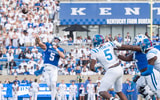 Kentucky Wildcats quarterback Zach Calzada (5) launched the ball downfield as the Kentucky Wildcats faced off against the Ole Miss Rebels at Kroger Field in Lexington, Kentucky on Saturday, September 6, 2025. Ole Miss defeated Kentucky, 30-23. (© Jeff Faughender/Courier Journal / USA TODAY NETWORK via Imagn Images)