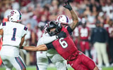 South Carolina EDGE Dylan Stewart rushing the passer against SC State (Photo: Katie Dugan | GamecockCentral.com)