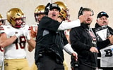 Eagles head coach Bill O'Brien yells for a first down after Michigan State's Jordan Hall hit Boston College's quarterback late on a play during the second quarter on Saturday, Sept. 6, 2025. - Nick King, USA TODAY Sports