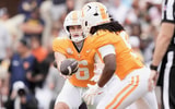 Caitie McMekin/News Sentinel / USA TODAY NETWORK via Imagn Images | Tennessee quarterback Joey Aguilar (6) hands the ball off to Tennessee running back Star Thomas (9) during a college football game between Tennessee and ETSU at Neyland Stadium in Knoxville, Tennessee, on September 6, 2025.