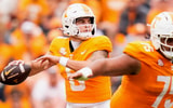 Brianna Paciorka/News Sentinel / USA TODAY NETWORK via Imagn Tennessee quarterback Joey Aguilar (6) during Tennessee's home opener against ETSU at Neyland Stadium in Knoxville, Tenn., on Sept. 6, 2025.