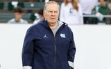 UNC coach Bill Belichick in the pregame before Carolina takes on Charlotte.