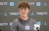 North Carolina's Rece Verhoff speaks to reporters Tuesday afternoon.