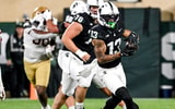 Michigan State's Chrishon McCray catches a pass against Boston College during the fourth quarter on Saturday, Sept. 6, 2025, at Spartan Stadium in East Lansing. (© Nick King/Lansing State Journal / USA TODAY NETWORK via Imagn Images)