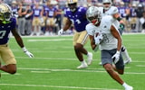 Sep 7, 2024; Seattle, Washington, USA; Eastern Michigan Eagles wide receiver Terry Lockett Jr. (3) carries the ball after a catch against the Washington Huskies during the first half at Alaska Airlines Field at Husky Stadium. Mandatory Credit: Steven Bisig-Imagn Images