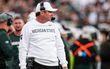Michigan State head coach Jonathan Smith watches a play against Western Michigan during the first half at Spartan Stadium in East Lansing on Friday, August 29, 2025. - Junfu Han, USA TODAY Sports