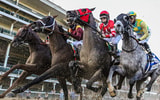 Horses race in front of empty grandstands at the 2020 Kentucky Derby, via Michael Clevenger:Courier Journal via Imagn Content Services, LLC
