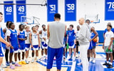 Karl-Anthony Towns talks to Kentucky Wildcats in Lexington (Photo via UK Athletics)