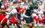 Michigan State's Jack Velling runs after a catch against Youngstown State during the second quarter on Saturday, Sept. 13, 2025, at Spartan Stadium in East Lansing. - Nick King, USA TODAY Sports
