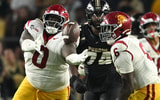 USC Trojans defensive tackle Jamaal Jarrett (0) makes an interception during the second half against the Purdue Boilermakers at Ross-Ade Stadium