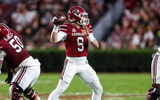 South Carolina Gamecocks wide receiver Luke Doty (9) passes against the Vanderbilt Commodores in the second quarter at Williams-Brice Stadium. Mandatory Credit: Jeff Blake-Imagn Images