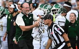 Sep 6, 2025; Annapolis, Maryland, USA;  UAB Blazers head coach Trent Dilfer calls a time out dueling the second quarter against the Navy Midshipmen at Navy-Marine Corps Memorial Stadium. Mandatory Credit: Tommy Gilligan-Imagn Images
