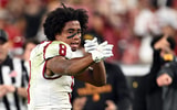 USC Trojans wide receiver Ja'Kobi Lane (8) celebrates a first down during the second half against the Purdue Boilermakers at Ross-Ade Stadium