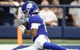 Giants wide receiver Wan'Dale Robinson catches the go-ahead touchdown against the Cowboys, via Kevin Jairaj-Imagn Images