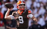 Sep 6, 2025; Cincinnati, Ohio, USA; Bowling Green Falcons quarterback Drew Pyne (9) throws a pass against the Cincinnati Bearcats in the first half at Nippert Stadium. Mandatory Credit: Aaron Doster-Imagn Images