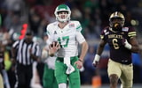 North Texas Mean Green quarterback Drew Mestemaker (17) scores a touchdown against the Texas State Bobcats during the fourth quarter at Gerald J. Ford Stadium. Mandatory Credit- Tim Heitman-Imagn Images A