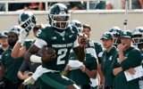 Michigan State quarterback Aidan Chiles (2) runs for a first down against Youngstown State in the first quarter at Spartan Stadium. - Brendan Mullin, USA TODAY Sports