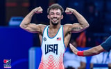Real Woods celebrates bronze medal win.