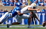 Kentucky EDGE Steven Soles gets a strip sack against Toledo, via Jeff Drummond, Cats Illustrated