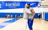 Karl-Anthony Towns speaks with the Kentucky Wildcats (Photo via UK Athletics)