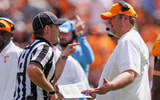 Angelina Alcantar/News Sentinel / USA TODAY NETWORK via Imagn Images | The referee points at Tennessee coach Josh Heupel during a NCAA football game between Tennessee and UAB at Neyland Stadium in Knoxville, Tenn., September 20, 2025.