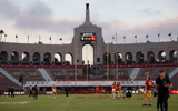 The Los Angeles Memorial Coliseum set for the USC Trojans and Michigan State Spartans