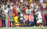 USC wide receiver Makai Lemon catches a touchdown pass against Michigan State