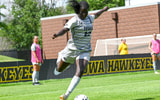 Iba Oching scored the opening goal in the Hawkeyes win over the Gophers. (Photo by Dennis Scheidt)