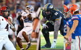 Michigan Wolverines football transfers Jayden Denegal, Benjamin Hall, Dominick Giudice and Tommy Doman. (Photos by USA TODAY Sports Images / Imagn)