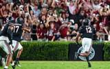 South Carolina Gamecocks linebacker Jatius Geer (12) returns a fumble for a touchdown against the Kentucky Wildcats in the second quarter at Williams-Brice Stadium. Mandatory Credit: Jeff Blake-Imagn Images