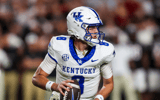 Sep 27, 2025; Columbia, South Carolina, USA; Kentucky Wildcats quarterback Cutter Boley (8) looks to pass against the South Carolina Gamecocks in the second quarter at Williams-Brice Stadium. Mandatory Credit: Jeff Blake-Imagn Images