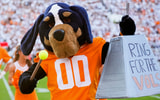 Brianna Paciorka/News Sentinel / USA TODAY NETWORK via Imagn Images | Smokey rings his own cowbell during a college football game between Tennessee and Mississippi State at Davis Wade Stadium in Starkville, Miss., on Sept. 27, 2025.