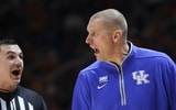 Jan 28, 2025; Knoxville, Tennessee, USA; Kentucky Wildcats head coach Mark Pope shouts at an official during the first half against the Tennessee Volunteers at Thompson-Boling Arena at Food City Center. Mandatory Credit: Randy Sartin-Imagn Images