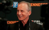 Saul Young/News Sentinel / USA TODAY NETWORK via Imagn Images | Tennessee basketball coach Rick Barnes answers questions to media on September 23, 2025, in Knoxville, Tennessee.