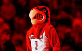 Louisville Cardinals mascot is bathed in red as the team takes on Bucknell during an exhibition game at the KFC Yum! Center in Louisville, Kentucky Tuesday October 28, 2028.