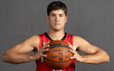 Sep 29, 2025; Houston, TX, USA; Houston Rockets guard Reed Sheppard (15) poses for a picture during Houston Rockets media day at Toyota Center. Mandatory Credit: Troy Taormina-Imagn Images