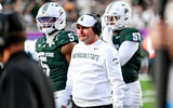 Michigan State's head coach Jonathan Smith look on against Western Michigan during the second quarter on Friday, Aug. 29, 2025, in East Lansing. - Nick King, USA TODAY Sports