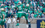 Notre Dame DBs Leonard Moore and Dallas Golden Boise State