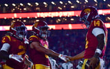 USC standout offensive players Waymond Jordan, Makai Lemon and Jayden Maiava. (Photo by Gary A. Vasquez-Imagn Images)