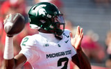 Michigan State Spartans quarterback Aidan Chiles (2) warms up before the game against the Nebraska Cornhuskers at Memorial Stadium. - Kylie Graham, USA TODAY Sports