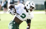 Michigan State's Aydan West runs with the ball during football practice on Monday, Aug. 11, 2025, in East Lansing. - Nick King, USA TODAY Sports